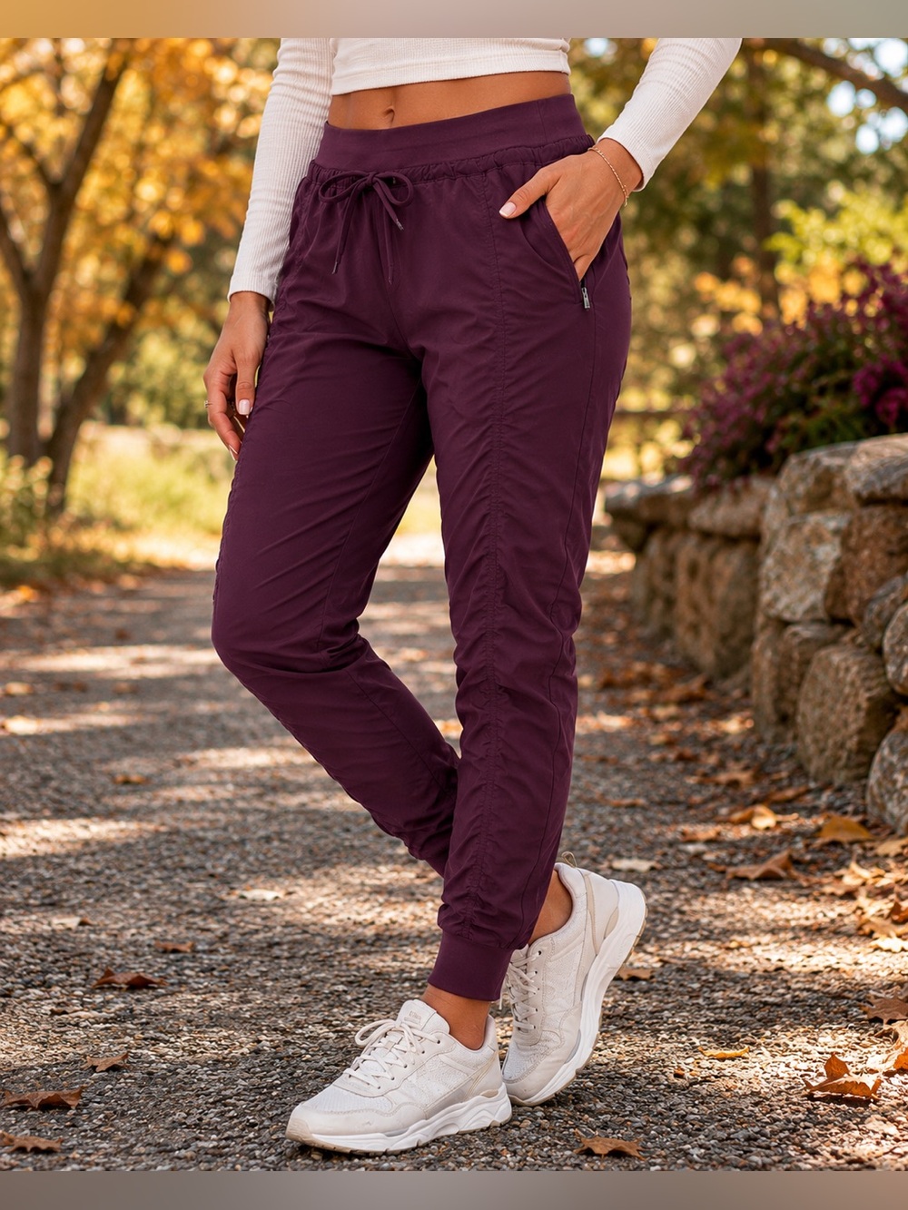 ATHLETA 💜 Attitude Lined Ruched Jogger Pant in Burgundy (Women’s Size 4) - Picture 11 of 11